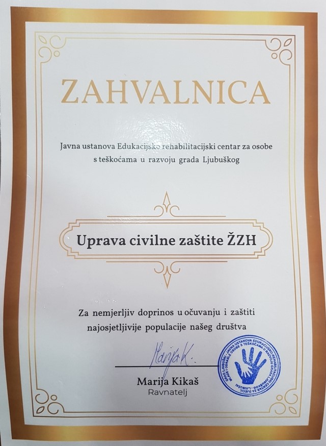 ZAHVALNICA ju ljubuski posebne